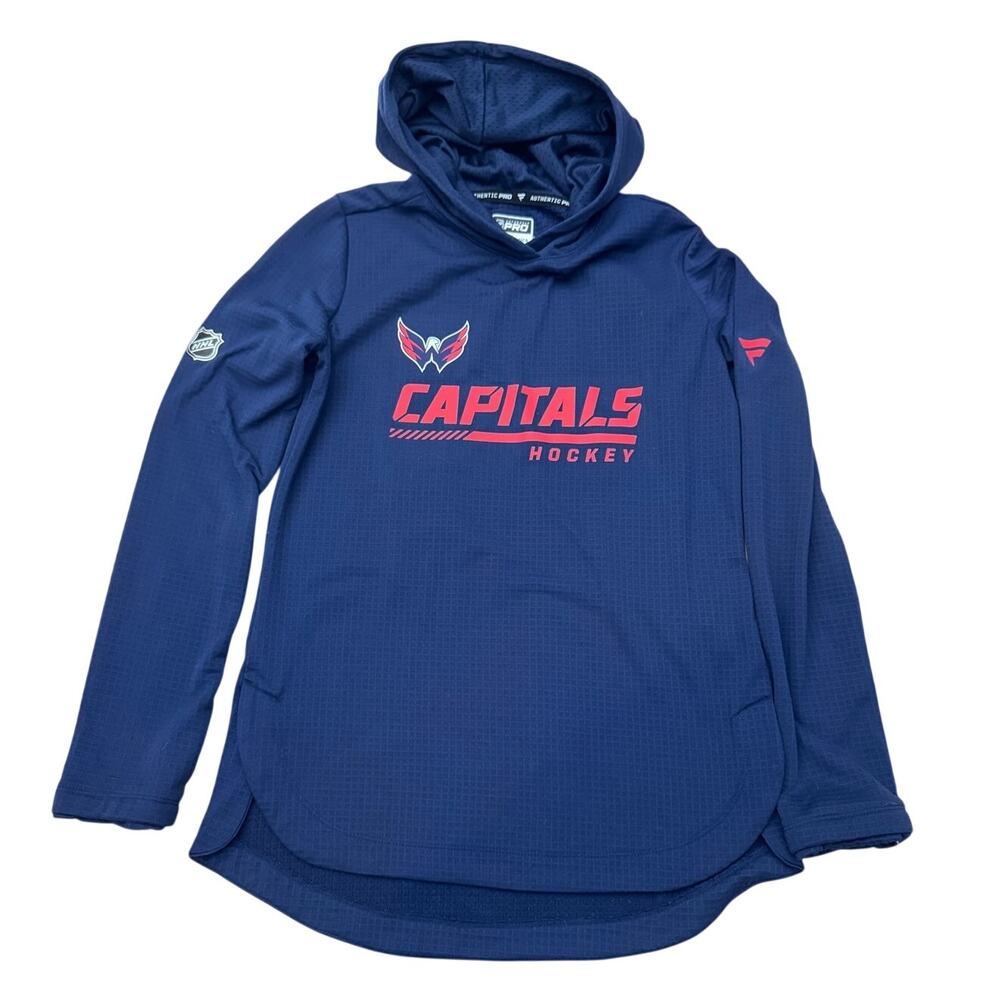 Washington Capitals NHL hockey blue thermal waffle knit hoodie Fanatics Small